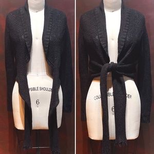 Black Knit Shawl Sweater